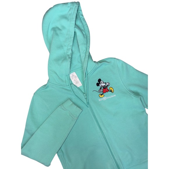 Disney Tops - Disney Mickey Mouse Aqua Blue Zip Up Hoodie Adult Small Walt Disney